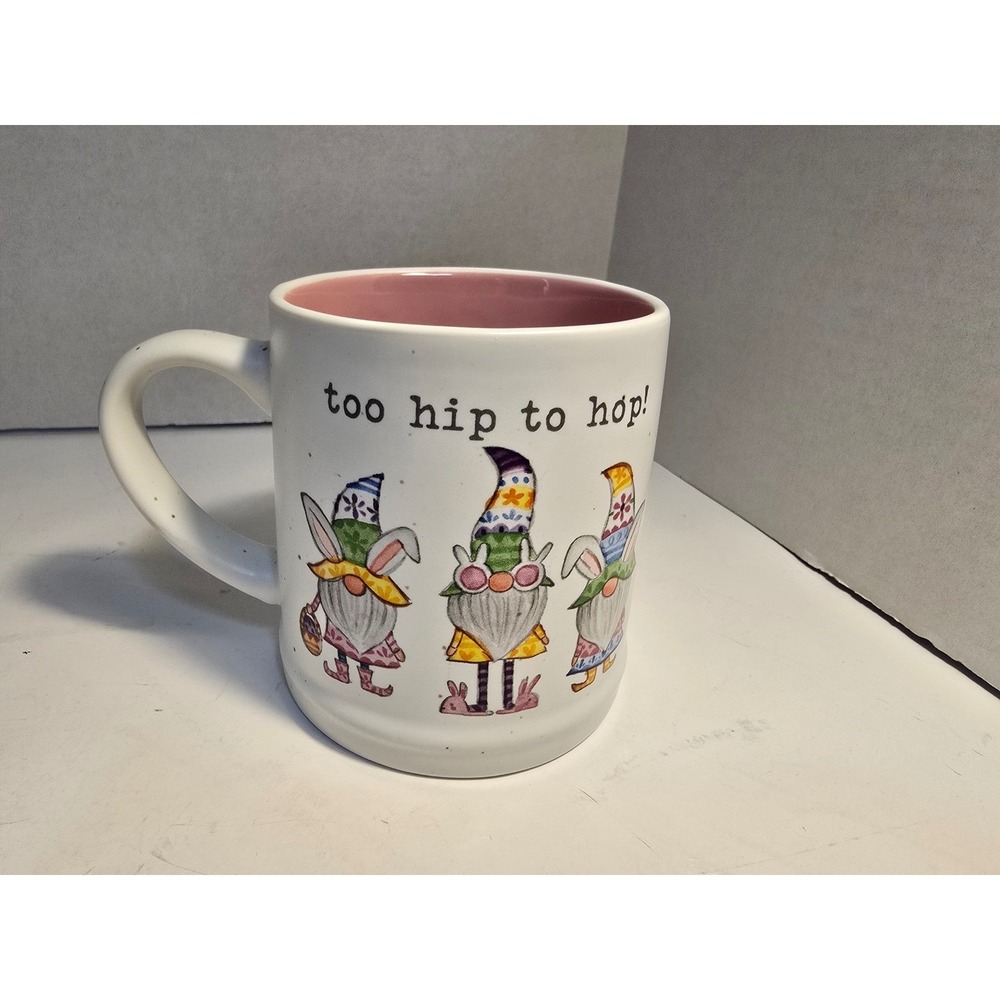 Carrot Patch Cottage Too Hip To Hop Easter Gnome Coffee Mug Pink Interior - Picture 5 of 8